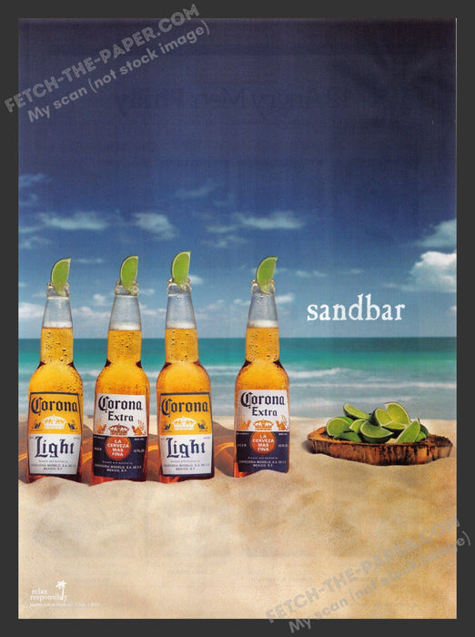 2007 Print Advertisement Corona Beer Beach "Sandbar" Alcohol Ad.