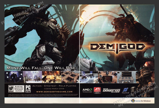 2009 Print Advertisement 2 Page Demigod Video Game Ad.
