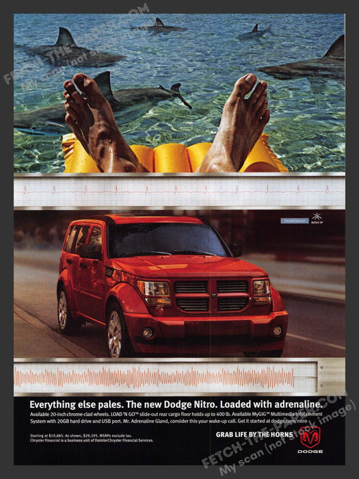2007 Print Advertisement Dodge Nitro Loaded with Adrenaline Ad.