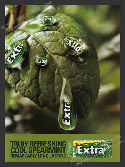 2007 Print Advertisement Extra Spearmint Chewing Gum Leaf Ad.