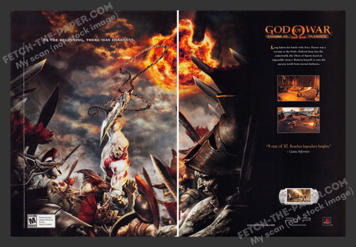 2008 Print Advertisement 2 Page God of War: Chains of Olympus Video Game Ad.