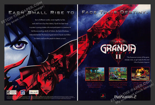 2002 Print Advertisement 2 Page Grandia II Video Game Ad.