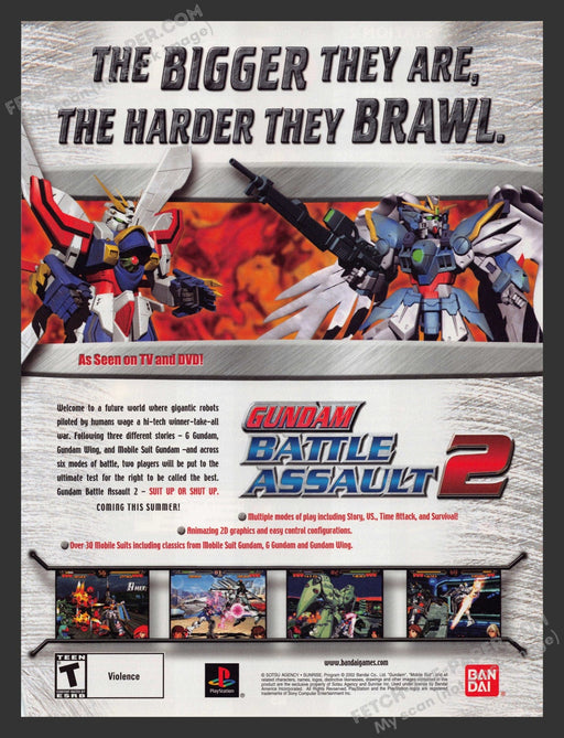 2002 Print Advertisement Gundam Battle Assault 2 Video Game Ad.