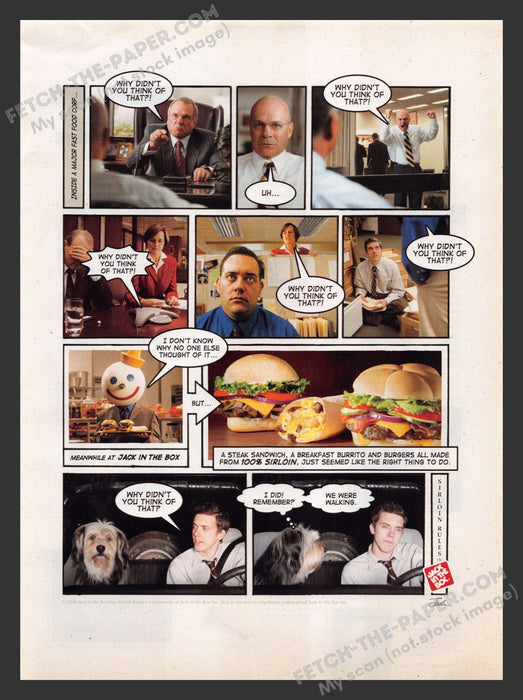 2008 Print Advertisement Jack in the Box Cartoon Inside Fast Food Ad.