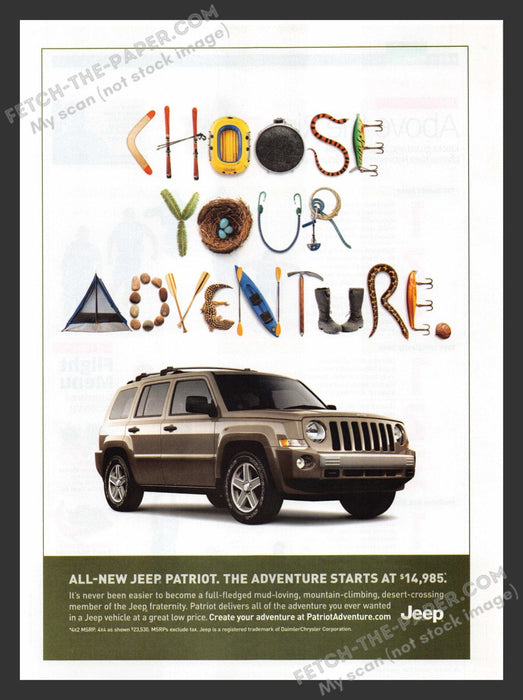 2007 Print Advertisement Jeep Patriot "Choose Your Adventure" Ad.