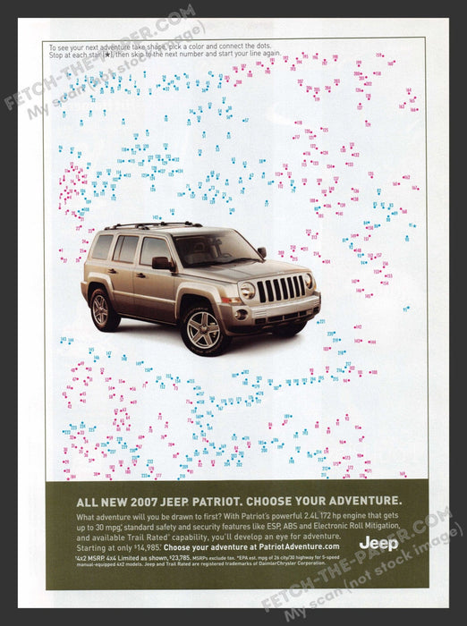 2007 Print Advertisement Jeep Patriot Connect the Dots Ad.