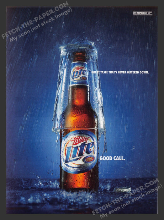 2008 Print Advertisement Miller Lite Beer "...Never Watered Down" Alcohol Ad.