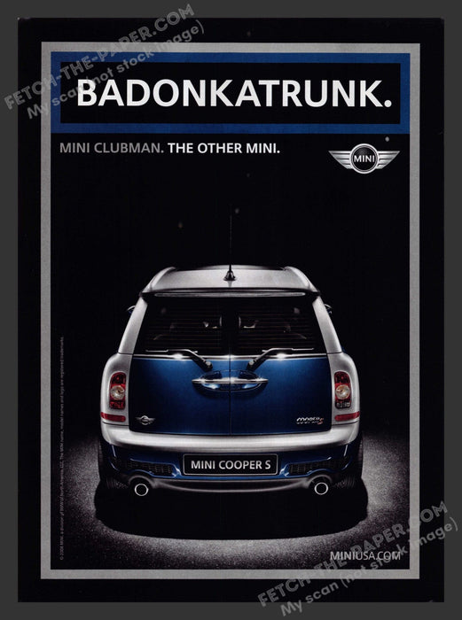 2008 Print Advertisement Mini Cooper S Badonkatrunk Car Ad.