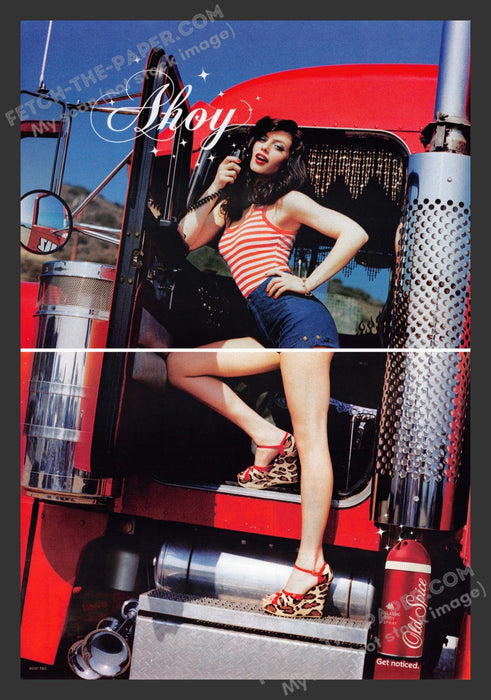 2007 Print Advertisement 2 Page Old Spice Sexy Girl on Semi Truck Legs Ad.