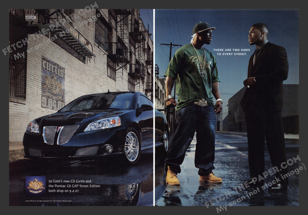 2007 Print Advertisement 2 Page Pontiac G6 GXP Street 50 Cent Musician Ad.