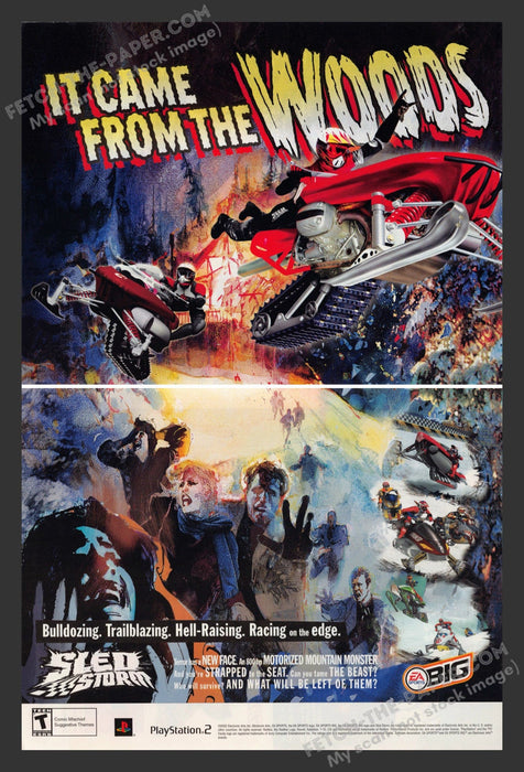 2002 Print Advertisement 2 Page Sled Storm Video Game Ad.