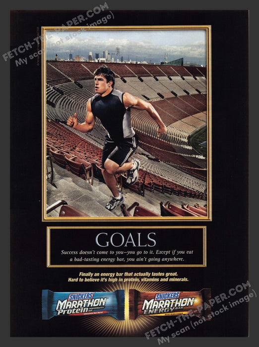 2006 Print Advertisement Snickers Marathon Protein / Energy Bar Goals Food Ad.