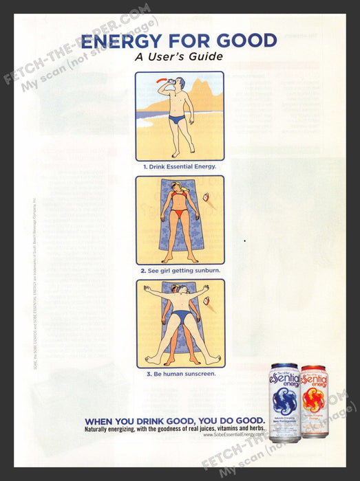 2007 Print Advertisement Sobe eSential Energy Drink Human Sunscreen Beverage Ad.