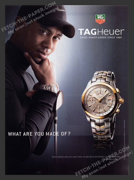 2006 Print Advertisement Tag Heuer Watches Tiger Woods Golf Athlete Famous Ad.