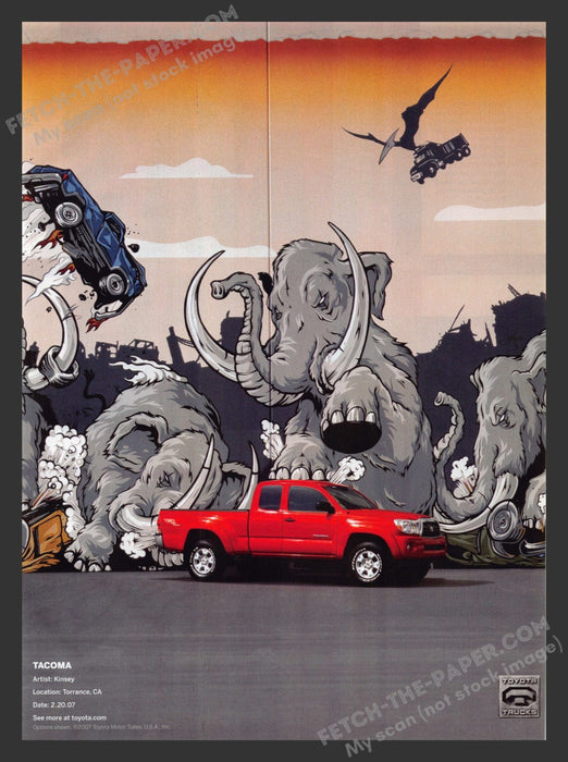 2007 Print Advertisement Toyota Trucks Tacoma Artist Mural Kinsey Ad.