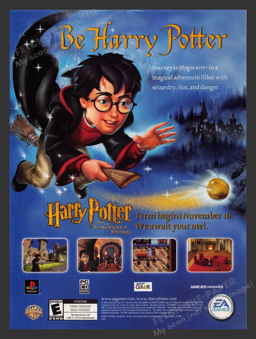 2001 Harry Potter and the Sorcerer's Stone Video Game Print Advertisement Fetch the Paper!