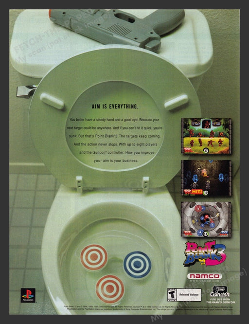 2001 Point Blank 3 Targets in the Toilet Video Game Print Advertisement