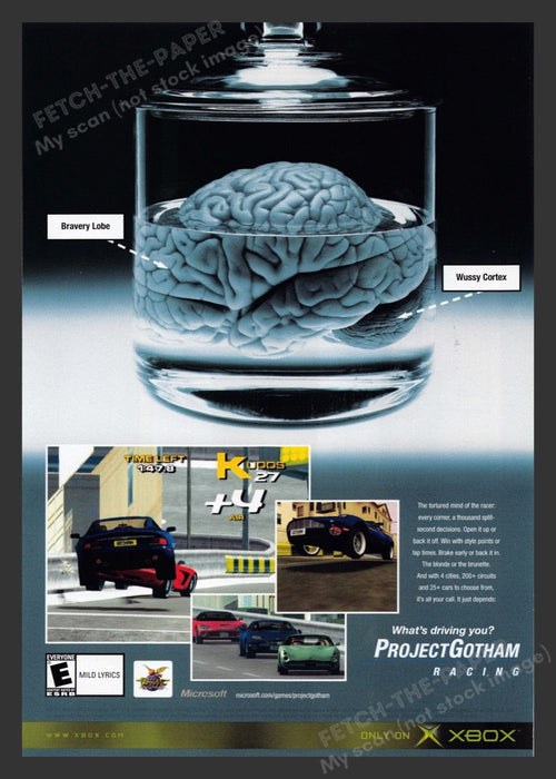 2001 Project Gotham Racing Brain in Formaldehyde Video Game Print Advertisement Fetch the Paper!
