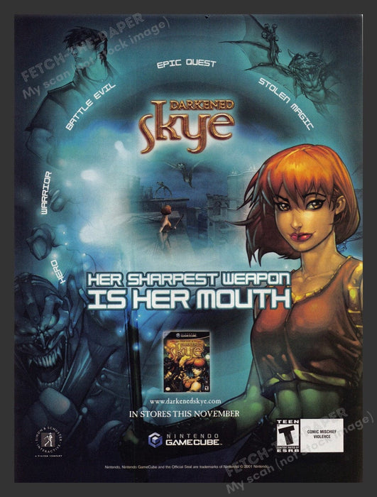 2002 Darkened Skye Video Game Print Advertisement Fetch the Paper!