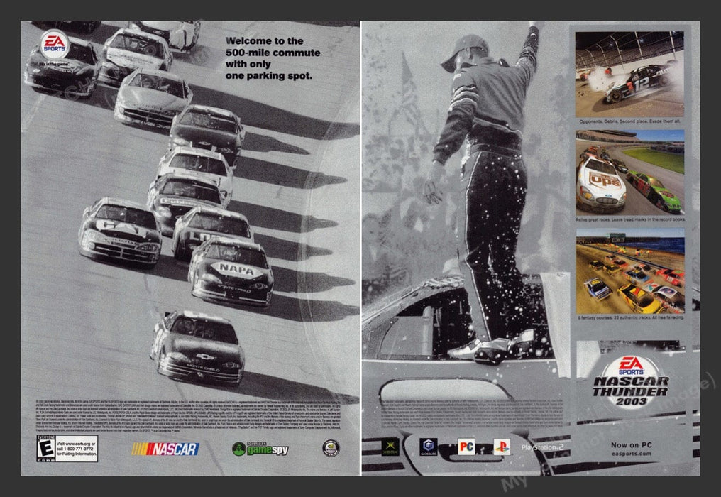 2002 EA Sports Nascar Thunder 2003 Video Game Print Advertisement (2 pgs) Fetch the Paper!