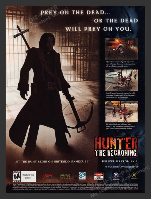 2002 Hunter: The Reckoning "Deliver us from evil" Video Game Print Ad Fetch the Paper!