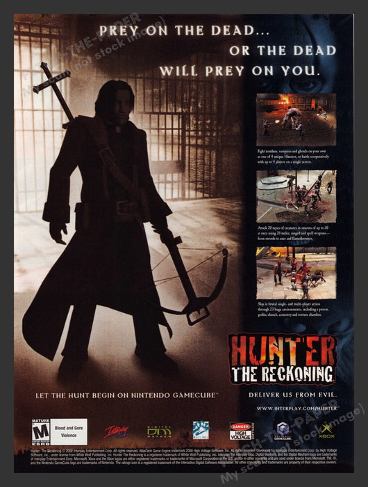 2002 Hunter: The Reckoning "Deliver us from evil" Video Game Print Ad Fetch the Paper!