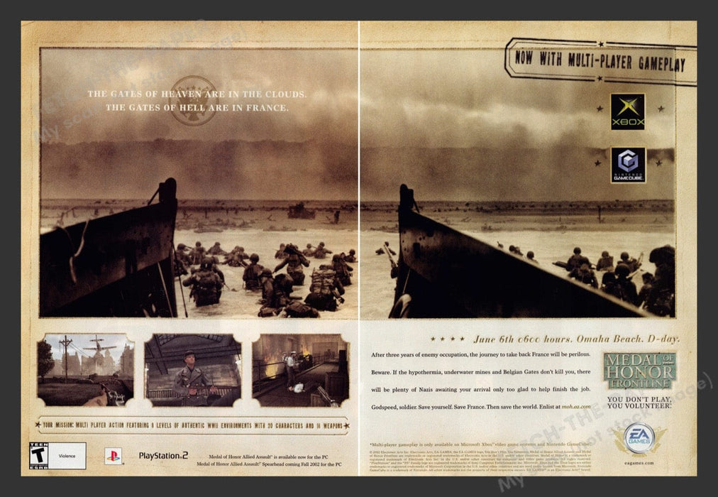 2002 Medal of Honor: Frontline D-Day Video Game Print Ad (2 pgs) Fetch the Paper!