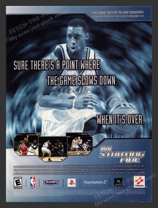 2002 NBA Starting Five Basketball Video Game Print Ad Fetch the Paper!