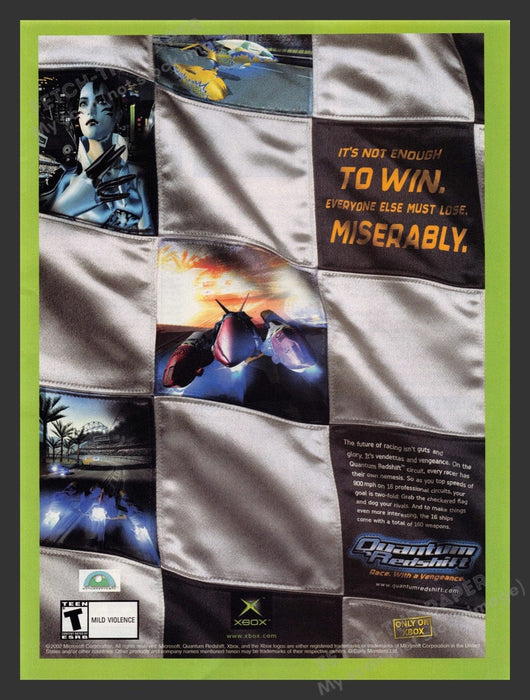 2002 Quantum Redshift "Race with a vengeance" Video Game Print Advertisement Fetch the Paper!