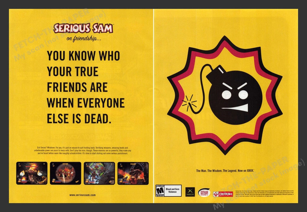 2002 Serious Sam Video Game Print Advertisement (2 pgs) Fetch the Paper!