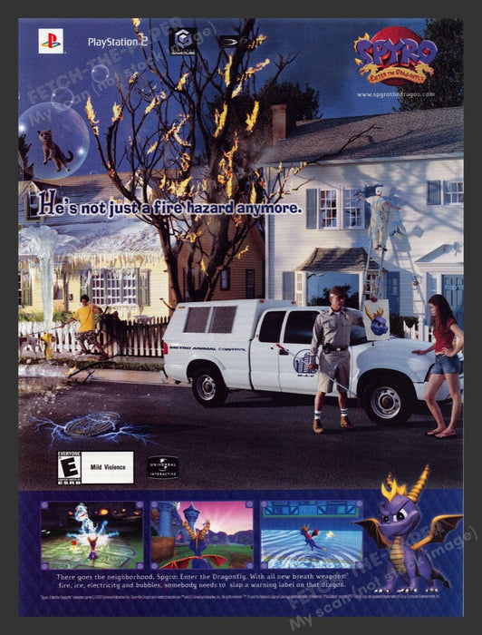 2002 Spyro: Enter the Dragonfly Video Game Print Ad Fetch the Paper!