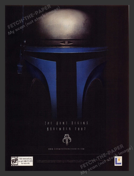 2002 Star Wars: Bounty Hunter Dark Helmet Video Game Print Ad Fetch the Paper!