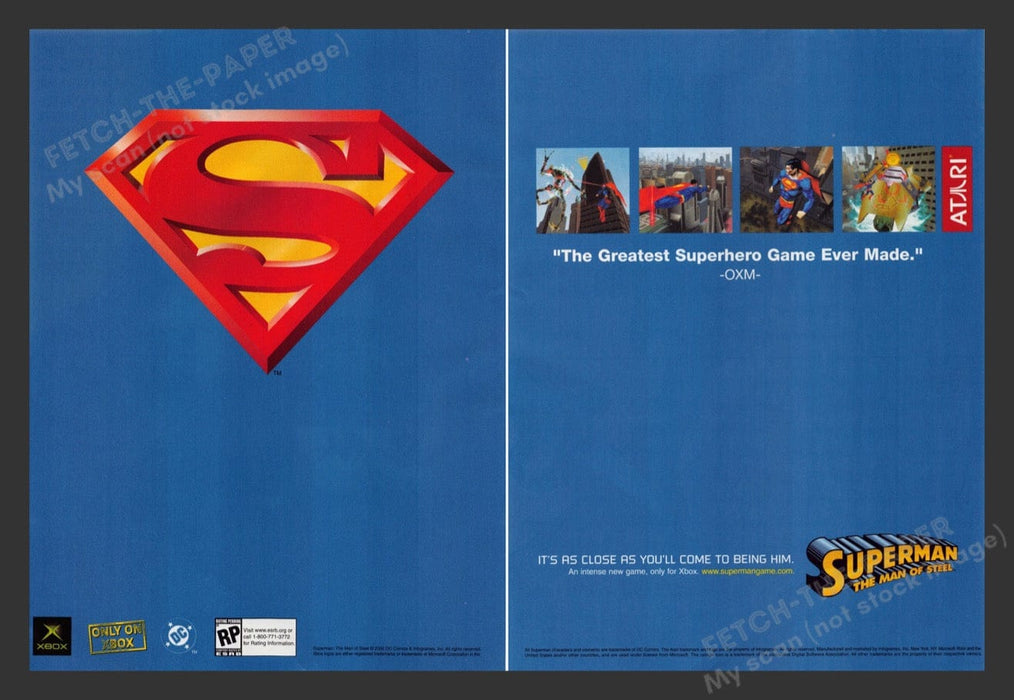 2002 Superman: The Man of Steel Video Game Print Advertisement (2 pgs) Fetch the Paper!