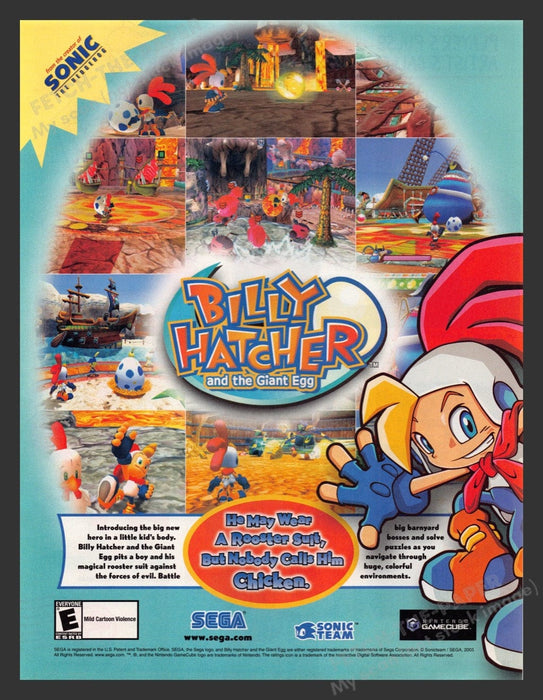 2003 Billy Hatcher and the Giant Egg Video Game Print Advertisement Fetch the Paper!