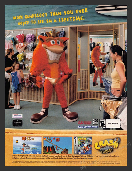 2003 Crash Bandicoot: N-Tranced Underwear Shopping Video Game Print Ad