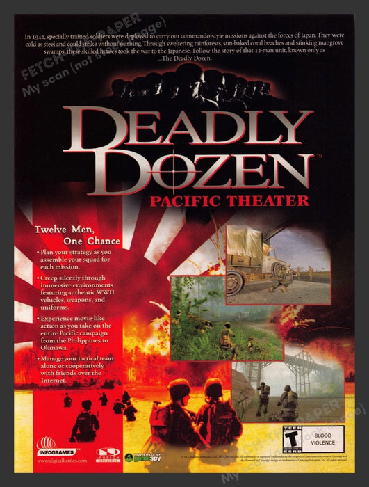 2003 Deadly Dozen: Pacific Theater Video Game Print Advertisement