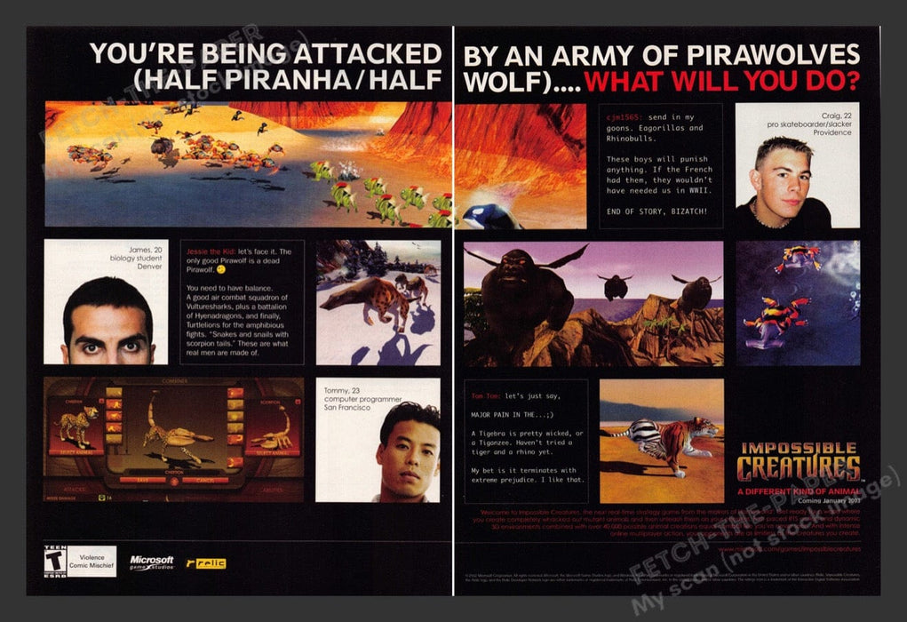2003 Impossible Creatures Pirawolves Video Game Print Ad (2 pgs)