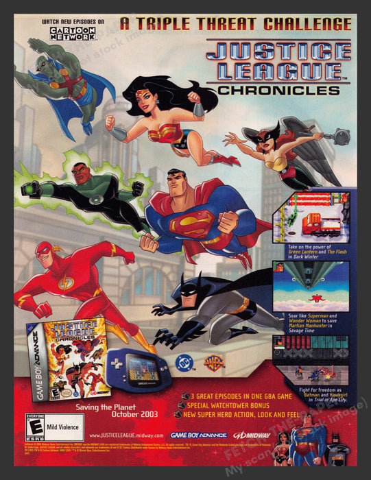 2003 Justice League Chronicles Gameboy Advance Video Game Print Advertisement