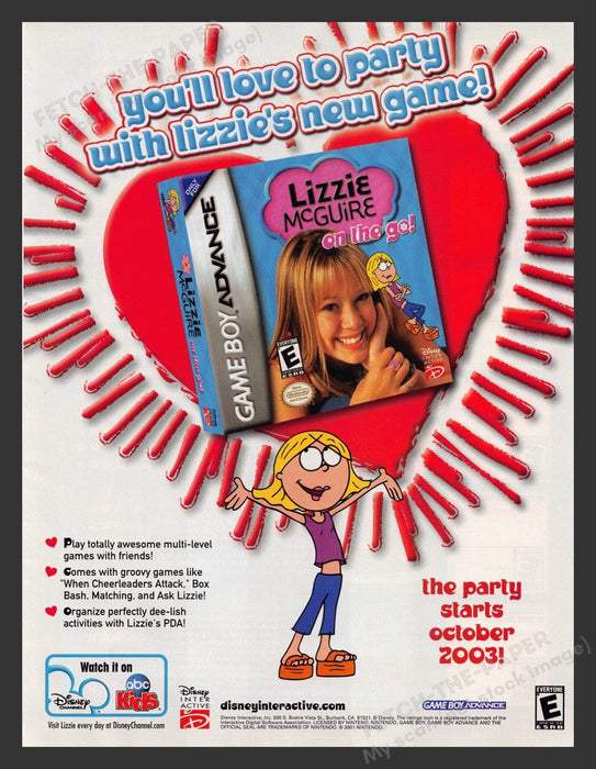 2003 Lizzie McGuire on the go! Gameboy Advance Video Game Print Advertisement