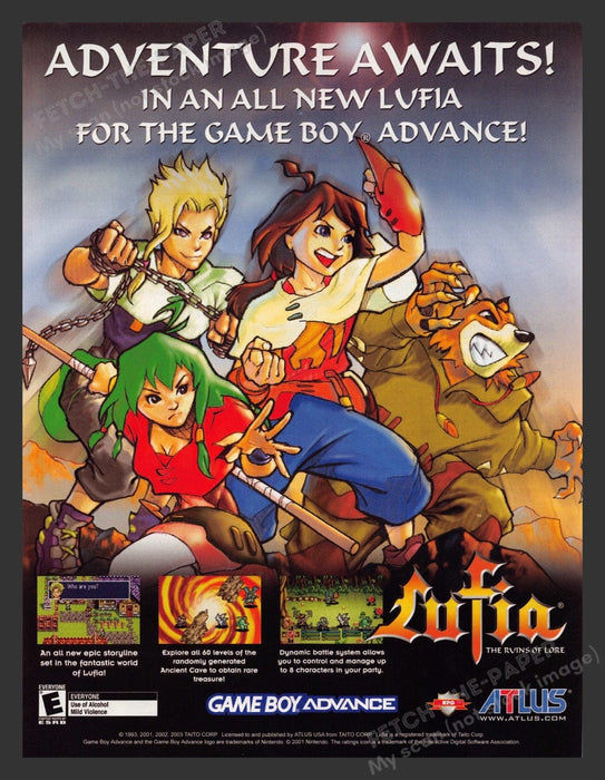 2003 Lufia: The Ruins of Lore "Adventure Awaits" Video Game Print Advertisement