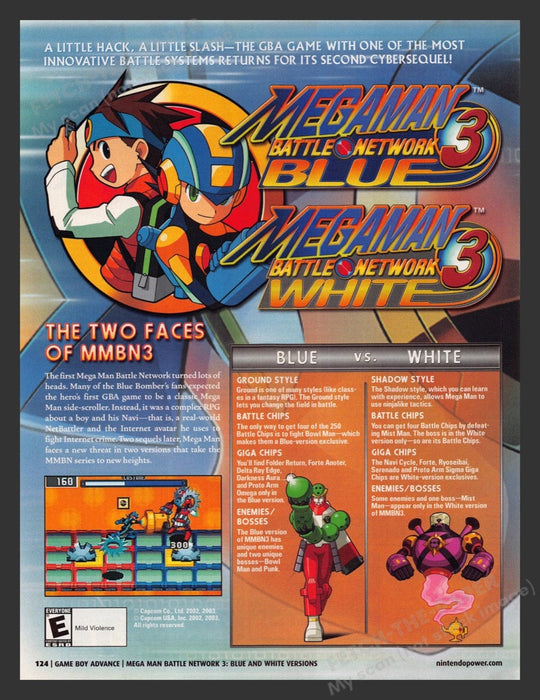 2003 Megaman 3 Battle Network Blue & White Video Game Magazine Preview