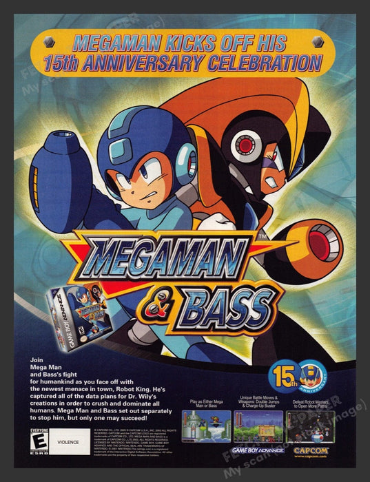 2003 Megaman & Bass Video Game Print Advertisement