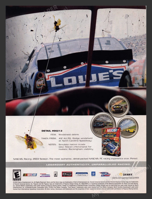2003 Nascar Racing 2003 Season Bugs on Windshield Video Game Print Advertisement
