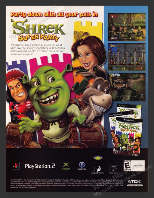 2003 Shrek Super Party Video Game Print Advertisement