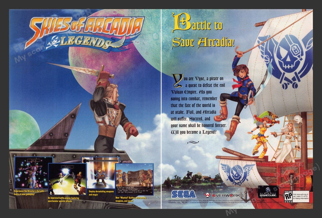 2003 Skies of Arcadia: Legends Video Game Print Advertisement (2 pgs)