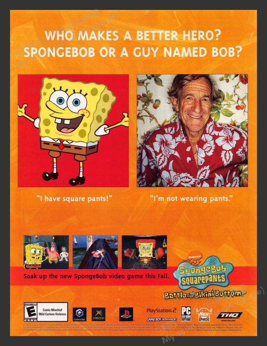 2003 Spongebob Squarepants: Battle for Bikini Bottom Video Game Print Ad Fetch the Paper!