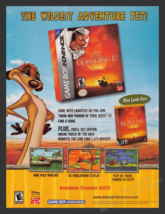 2003 The Lion King 1 1/2 Video Game Print Advertisement Fetch the Paper!