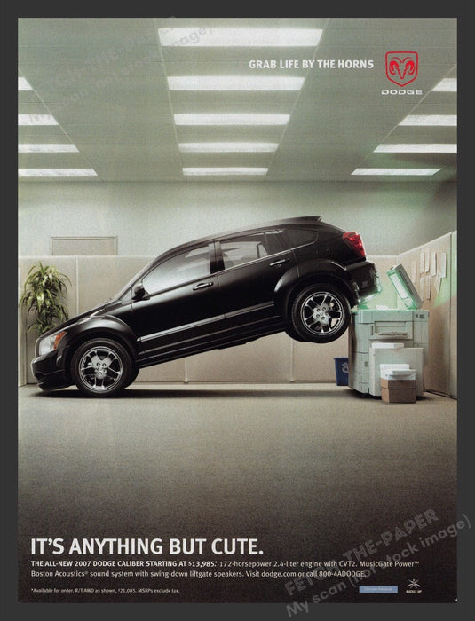 2006 Dodge Caliber Photocopying Rear-end in Office Print Advertisement Ad