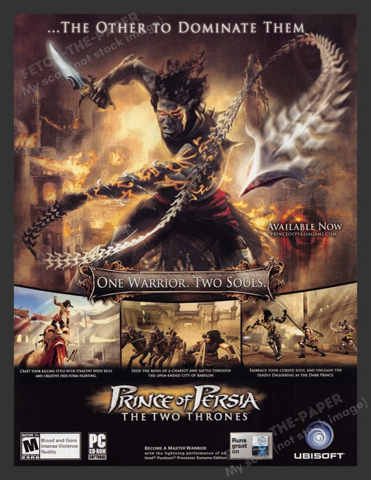 2006 Prince of Persia: The Two Thrones "1 warrior. 2 souls." Video Game Print Ad