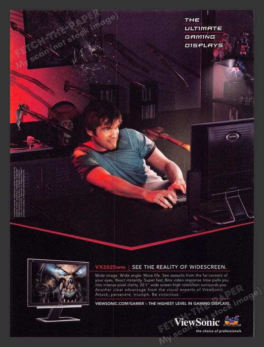 2006 ViewSonic VX2025wm Gamer Monitor Video Game Print Advertisement Fetch the Paper!